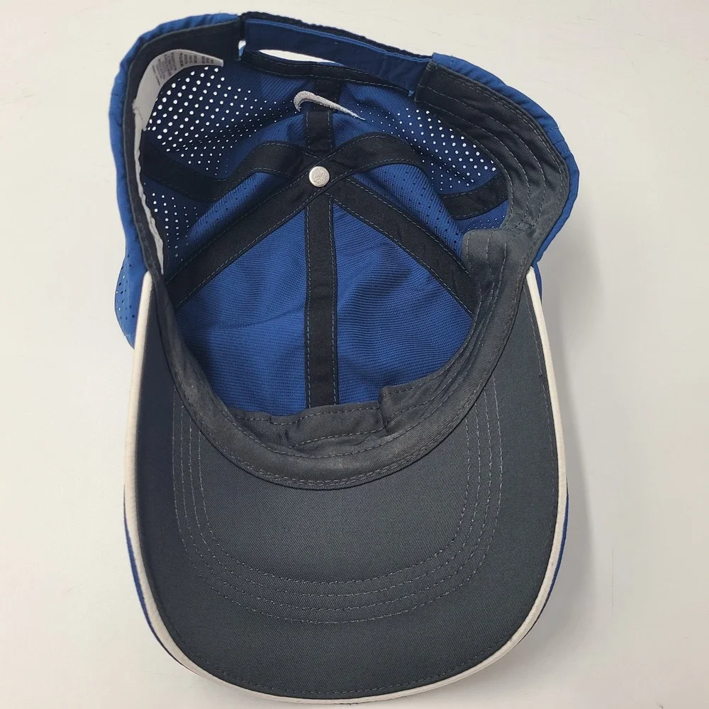 Nike Hat Adjustable Blue White Nike Golf Perforated Mesh Swoosh Logo Casual Men